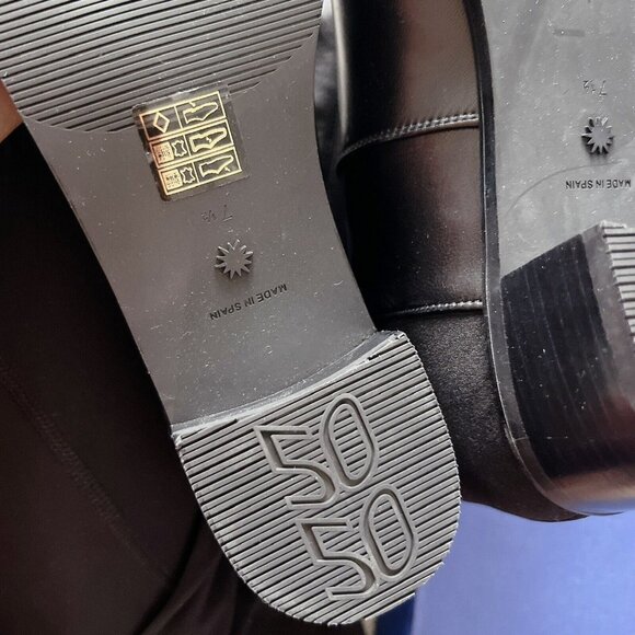 Stuart Weitzman City 5050 Block Heel Over The Knee OTK Black Leather Boots US7.5 - Picture 12 of 13